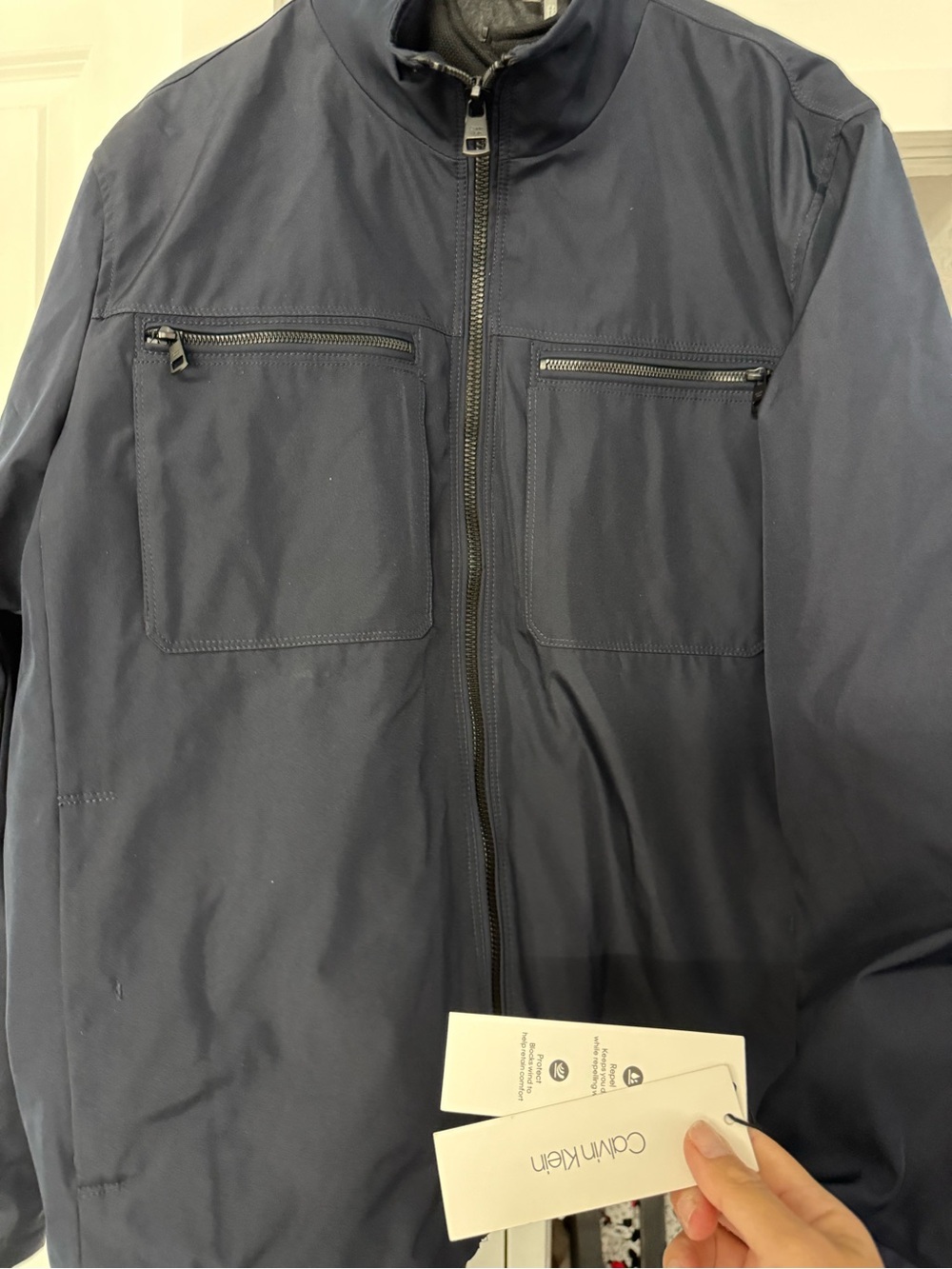 Calvin Klein Men's Dark Navy Zip-Up Shirt Jacket